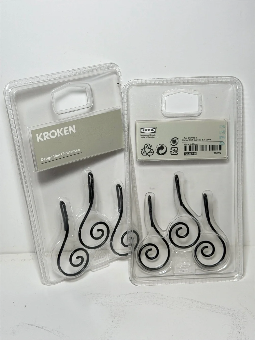 Lot of 2 New IKEA KROKEN Kitchen Hanging Note Paper Clips (Black)